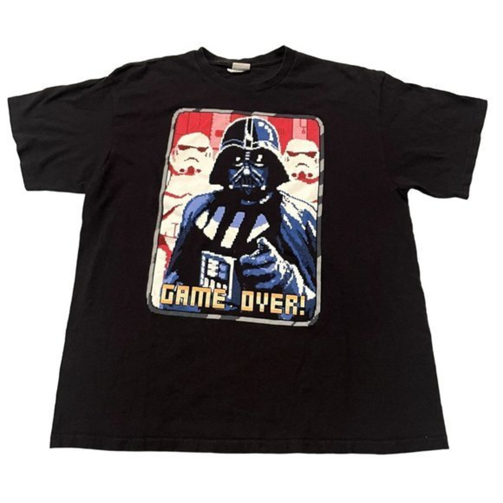 Star Wars Darth Vader Game Over Pixel Art Graphic T-Shirt Black XL Mens Retro